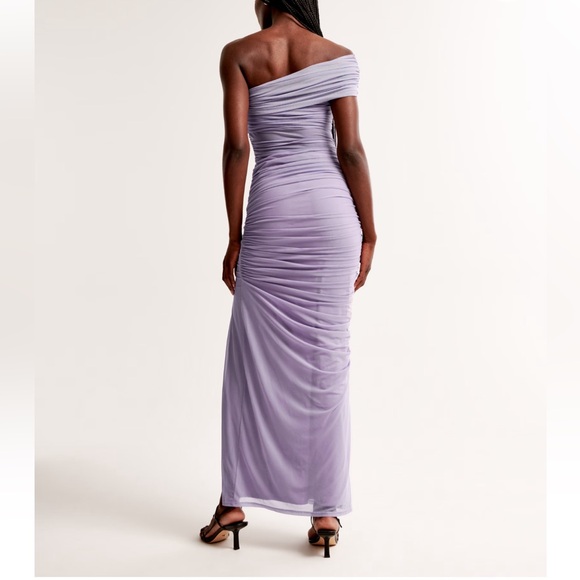 Abercrombie Mesh Asymmetrical Off The Shoulder Maxi Dress - Picture 3 of 15
